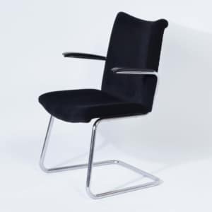 3014 Cantilever Armchairs by Toon De Wit for De Wit, 1950s &#8211; Set of 4 in New Black Fabric