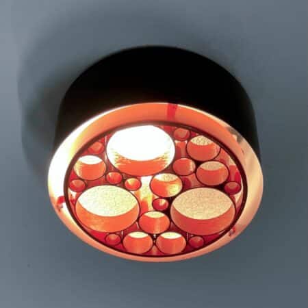 Small Alliance Ceiling Lamp with Orange Rings by RAAK, 1970s - 1st Edition