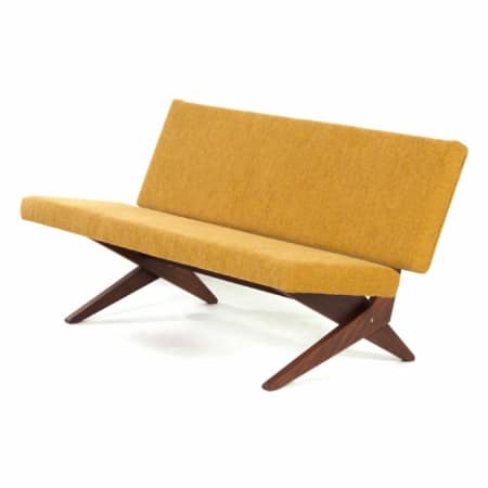 Yellow 3-Seater Sofa in Teak by Jan van Grunsven for UMS Pastoe, 1950s