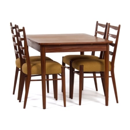 Dining Set by Cees Braakman for Pastoe, 1960s - Reupholstered in Ocher Yellow