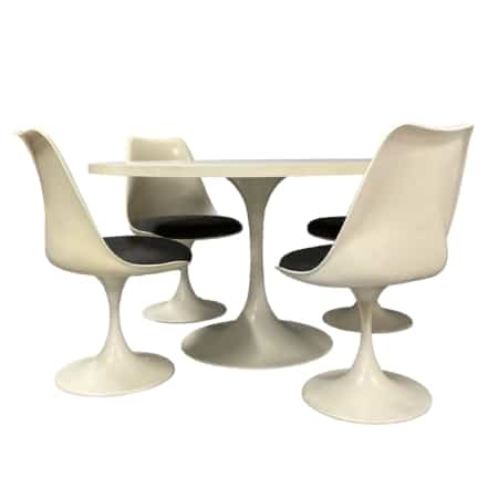Tulip Set - Round Dining Table with Four Chairs by Pastoe, 1970s