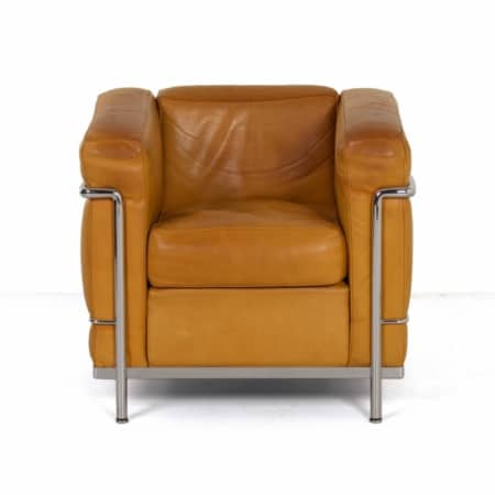 LC2 Easy Chair Sofa by Le Corbusier for Cassina, 1990s - Cognac Colour