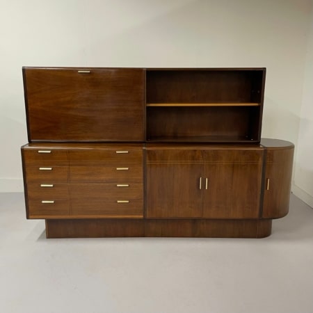 Walnut Sideboard with Top Cabinet and Bar by A.A. Patijn for Zijlstra, 1950s