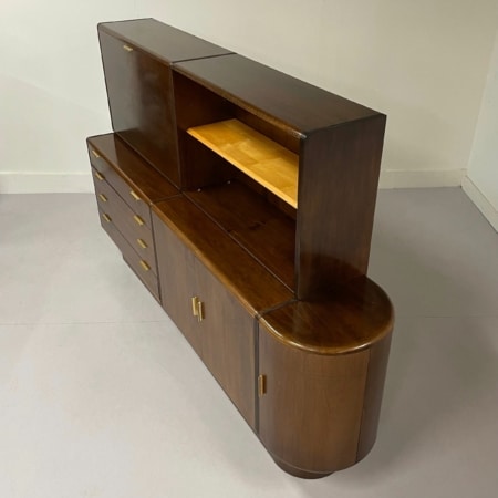 Walnut Sideboard with Top Cabinet and Bar by A.A. Patijn for Zijlstra, 1950s