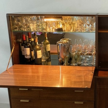 Walnut Sideboard with Top Cabinet and Bar by A.A. Patijn for Zijlstra, 1950s