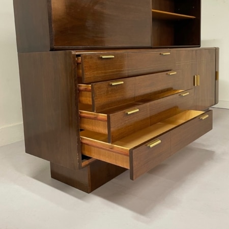 Walnut Sideboard with Top Cabinet and Bar by A.A. Patijn for Zijlstra, 1950s