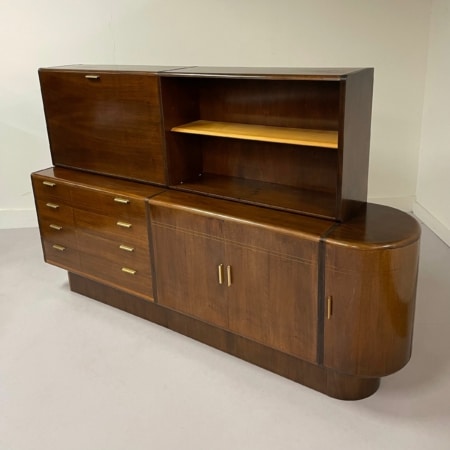 Walnut Sideboard with Top Cabinet and Bar by A.A. Patijn for Zijlstra, 1950s