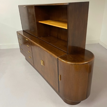 Walnut Sideboard with Top Cabinet and Bar by A.A. Patijn for Zijlstra, 1950s