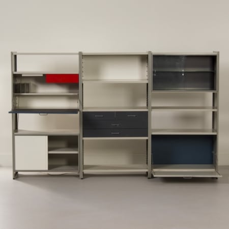 5600 Storage Furniture with Secretaire by Andre Cordemeyer for Gispen, 1950s | Blue, White, Gray