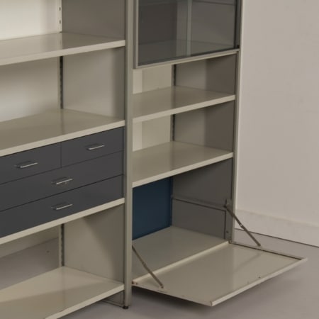 5600 Storage Furniture with Secretaire by Andre Cordemeyer for Gispen, 1950s | Blue, White, Gray