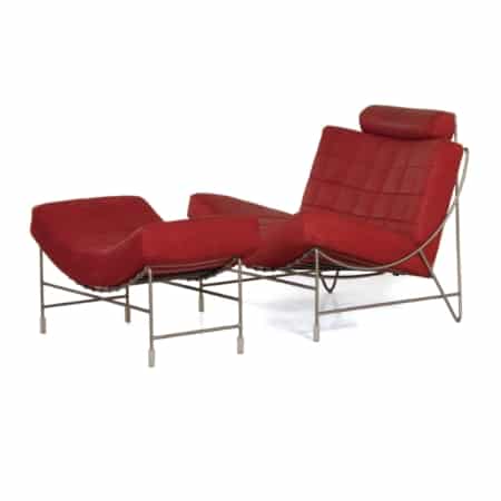 Red Volare Easy Chair with Footstool by Jan Armgard for Leolux, 2012