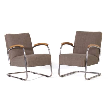 Set Bauhaus Armchairs by W.H. Gispen for Gispen, 1950s – Reupholstered