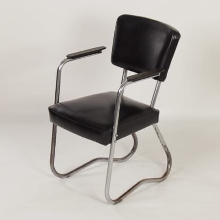 Bauhaus Tubular Chair with Armrests, 1930s &#8211; Reupholstered