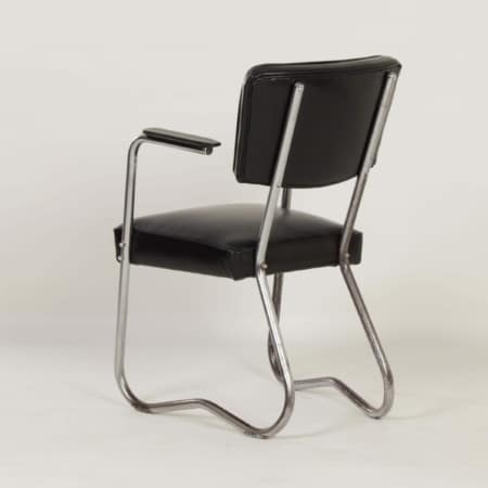 Bauhaus Tubular Chair with Armrests, 1930s &#8211; Reupholstered