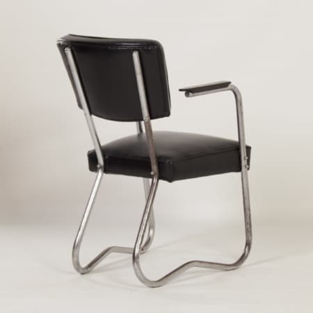 Bauhaus Tubular Chair with Armrests, 1930s &#8211; Reupholstered