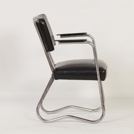 Bauhaus Tubular Chair with Armrests, 1930s &#8211; Reupholstered