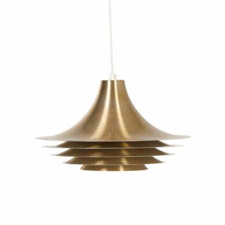 Gold-Coloured Danish Hanging Lamp with 5 Layers, 1970s