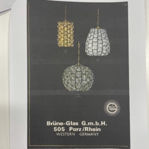 Frosted Glass Ceiling Lamp with Block Pattern by Brüne, 1960s