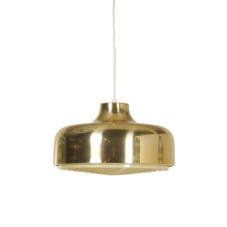 Danish Hanging Lamp with Diffuser, 1970s | Gold-Coloured