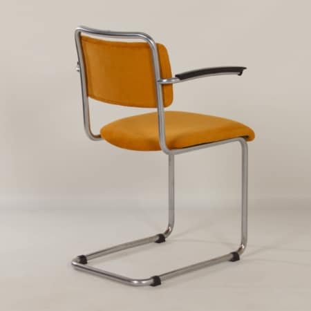 201 Tubular Chair with Yellow Rib by W.H. Gispen by GISPEN, 1950s &#8211; New Upholstery