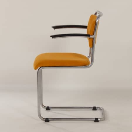 201 Tubular Chair with Yellow Rib by W.H. Gispen by GISPEN, 1950s &#8211; New Upholstery