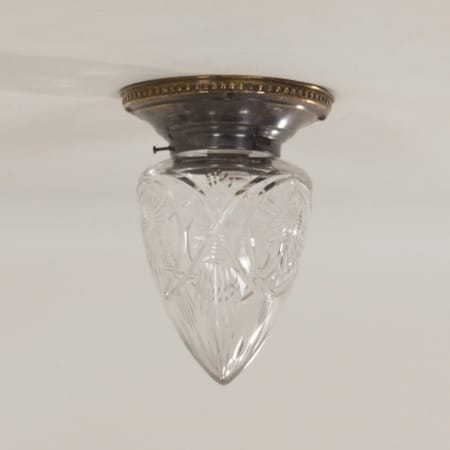 Art Deco Ceiling Lamp with Brass Base and Cut Glass, 1930s