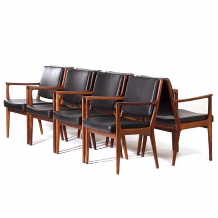 Dining Armchairs by Karl Erik Ekselius for J.O. Carlsson, 1950s – Set of 8 with New Leather