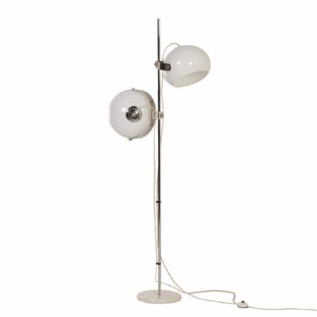 Floor Lamp with Two White Shades by Dijkstra Lamps, 1970s