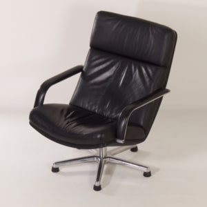 Black F154 Swivel Chair by Geoffrey Harcourt voor Artifort, 1980s | Leather