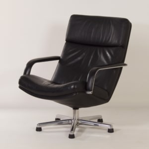 Black F154 Swivel Chair by Geoffrey Harcourt voor Artifort, 1980s | Leather
