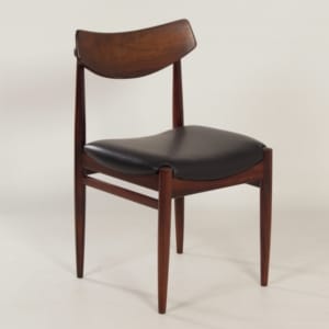 Rosewood Dining Chairs with New Black Leather, 1960s |  Set of 4