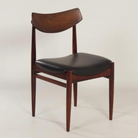 Rosewood Dining Chairs with New Black Leather, 1960s |  Set of 4