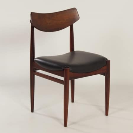 Rosewood Dining Chairs with New Black Leather, 1960s |  Set of 4