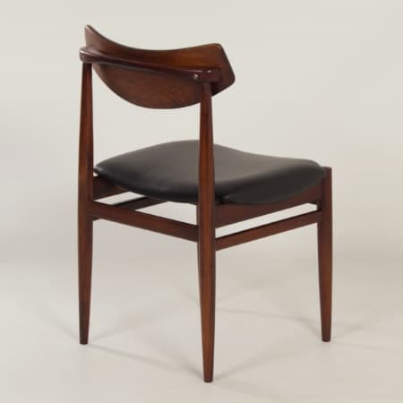 Rosewood Dining Chairs with New Black Leather, 1960s |  Set of 4