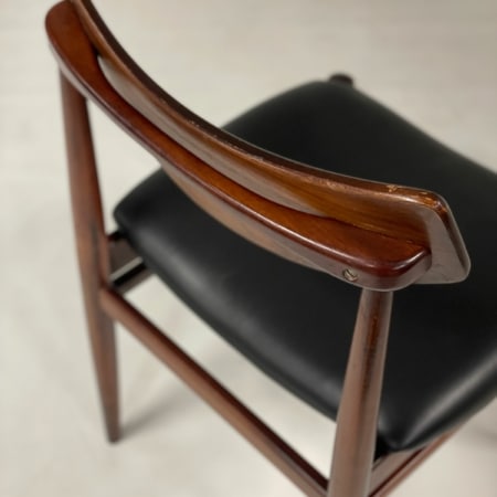 Rosewood Dining Chairs with New Black Leather, 1960s |  Set of 4