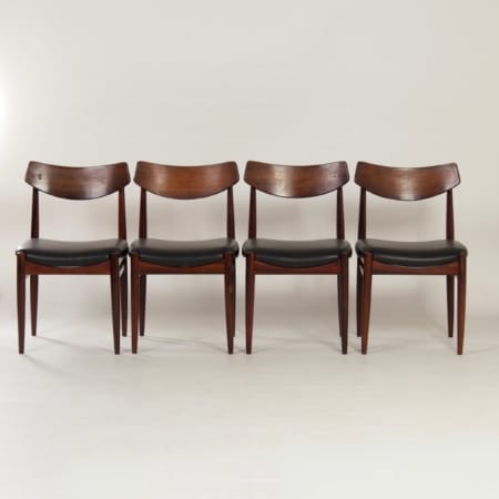 Rosewood Dining Chairs with New Black Leather, 1960s |  Set of 4