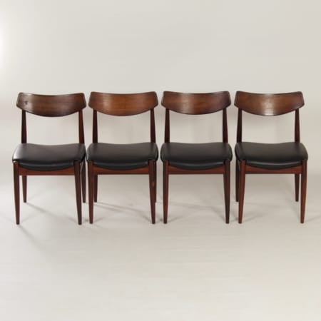 Rosewood Dining Chairs with New Black Leather, 1960s |  Set of 4