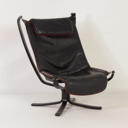 Falcon Chair by Sigurd Ressel for Vatne Mobler, 1970s &#8211; Black Leather