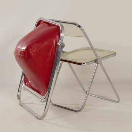 Plona Chair in Red Leather by Giancarlo Piretti for Castelli, 1970s