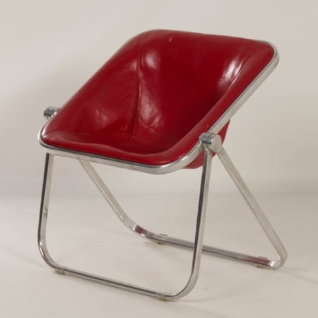 Plona Chair in Red Leather by Giancarlo Piretti for Castelli, 1970s