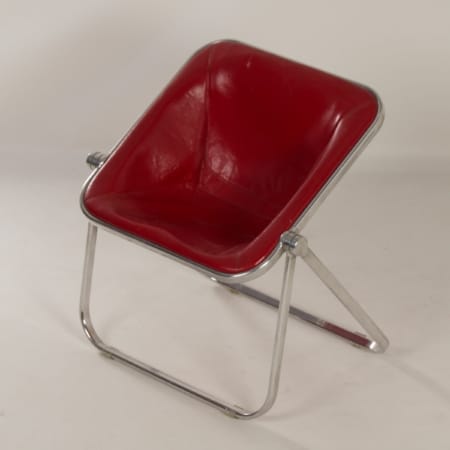 Plona Chair in Red Leather by Giancarlo Piretti for Castelli, 1970s