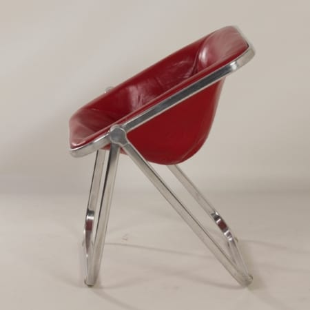 Plona Chair in Red Leather by Giancarlo Piretti for Castelli, 1970s