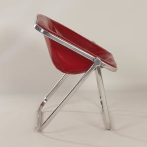 Plona Chair in Red Leather by Giancarlo Piretti for Castelli, 1970s