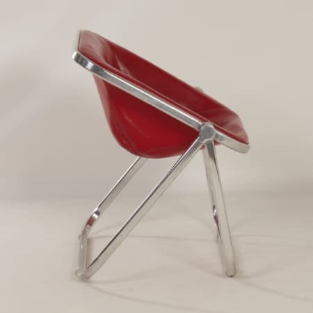 Plona Chair in Red Leather by Giancarlo Piretti for Castelli, 1970s