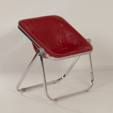 Plona Chair in Red Leather by Giancarlo Piretti for Castelli, 1970s