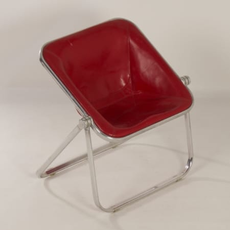 Plona Chair in Red Leather by Giancarlo Piretti for Castelli, 1970s