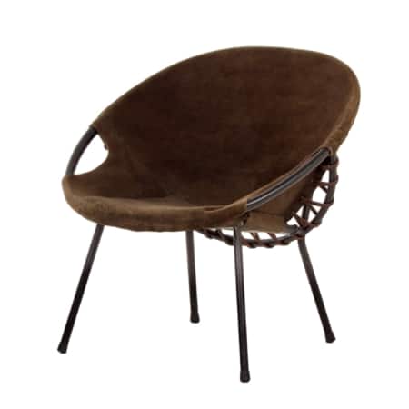 Suede Balloon Chair by Lusch & Co, 1960s