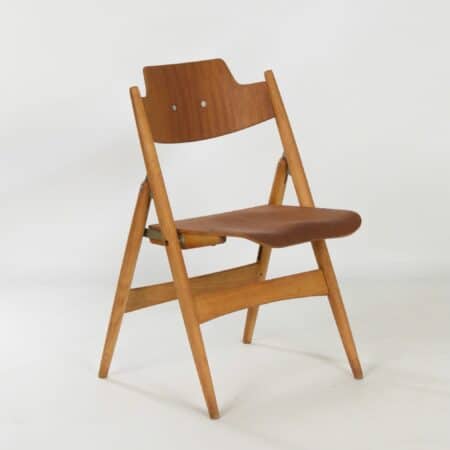 Wooden folding chair SE 18 by Egon Eiermann for Wilde + Spieth, 1960s | Beech + Teak