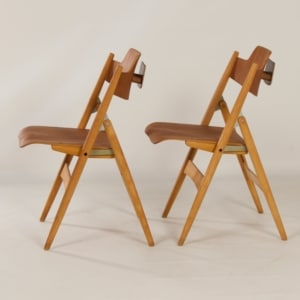 Wooden folding chair SE 18 by Egon Eiermann for Wilde + Spieth, 1960s | Beech + Teak
