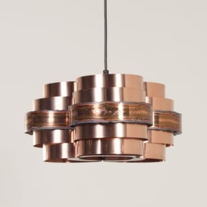 Danish Pendant by Werner Schou for Coronell Elektro, 1970s – Copper